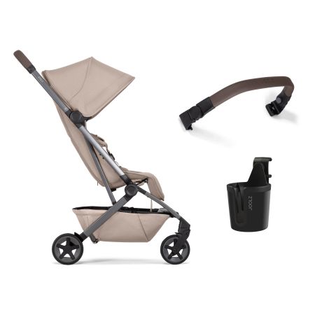 Pachet Carucior cu bara pliabila si suport de pahar Aer2, Sandy Taupe, Joolz