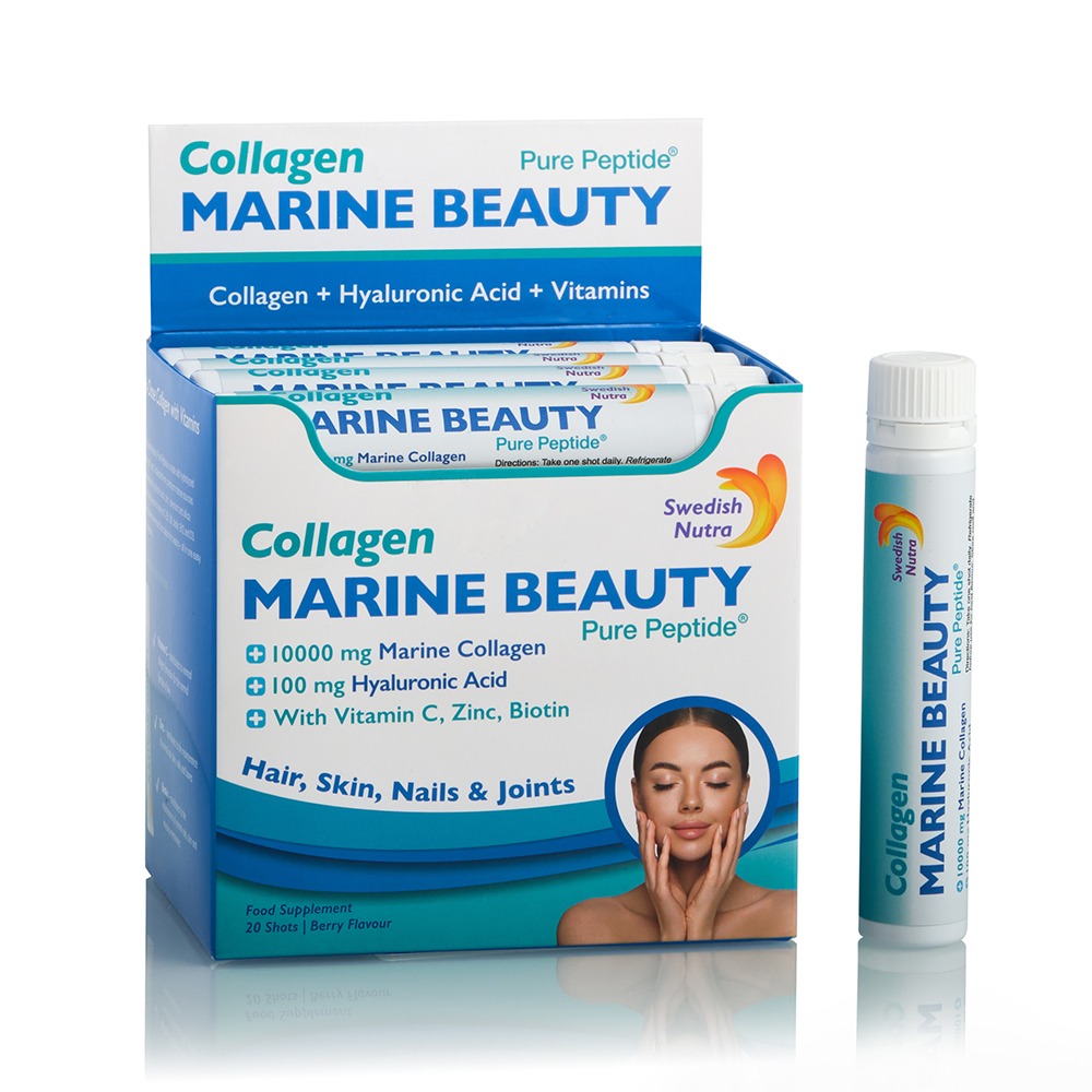 Colagen lichid hidrolizat Marine Beauty, fructe de padure, 20 fiole, Swedish Nutra
