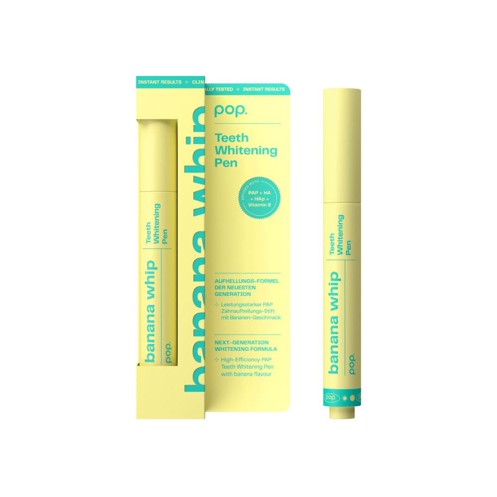 Stilou pentru albirea dintilor Pop Teeth Whitening Pen Banana Whip, 4 ml, Smilepen Pop