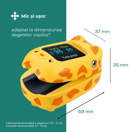 Pulsoximetru pentru copii, PO 13 Kids, + 1 an, 1 bucata, Beurer 721410