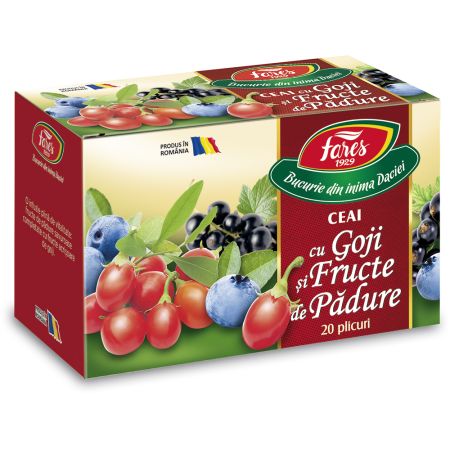 Ceai cu goji si fructe de padure Aromfruct, 20 plicuri, Fares