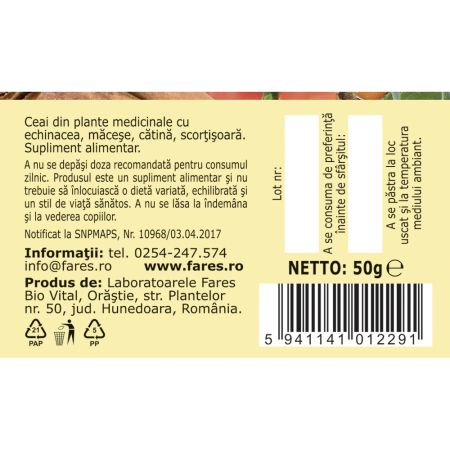 Ceai Imunitate, 50g, Fares 722127