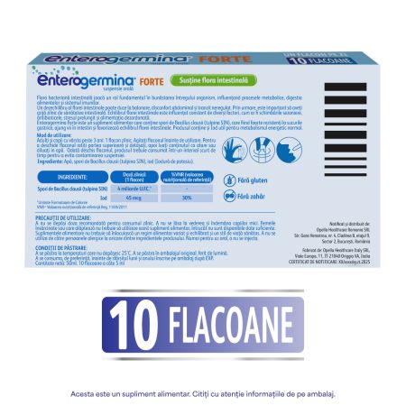 Enterogermina Forte suspensie orala, 10 flacoane, Opella 722249