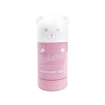 Masca stick hidratanta pentru fata cu argila alba, Milkshake Cerise, 30 ml, Inuwet
