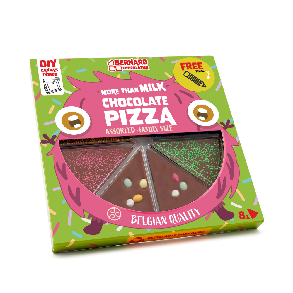 Ciocolata belgiana cu lapte, Pizza Assorted, 105 g, Bernard Chocolatier