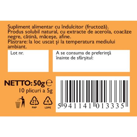 Vitamina C 500 naturala, 10 plicuri, Fares 722347