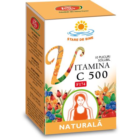 Vitamina C 500 naturala F174, 10 plicuri, Fares