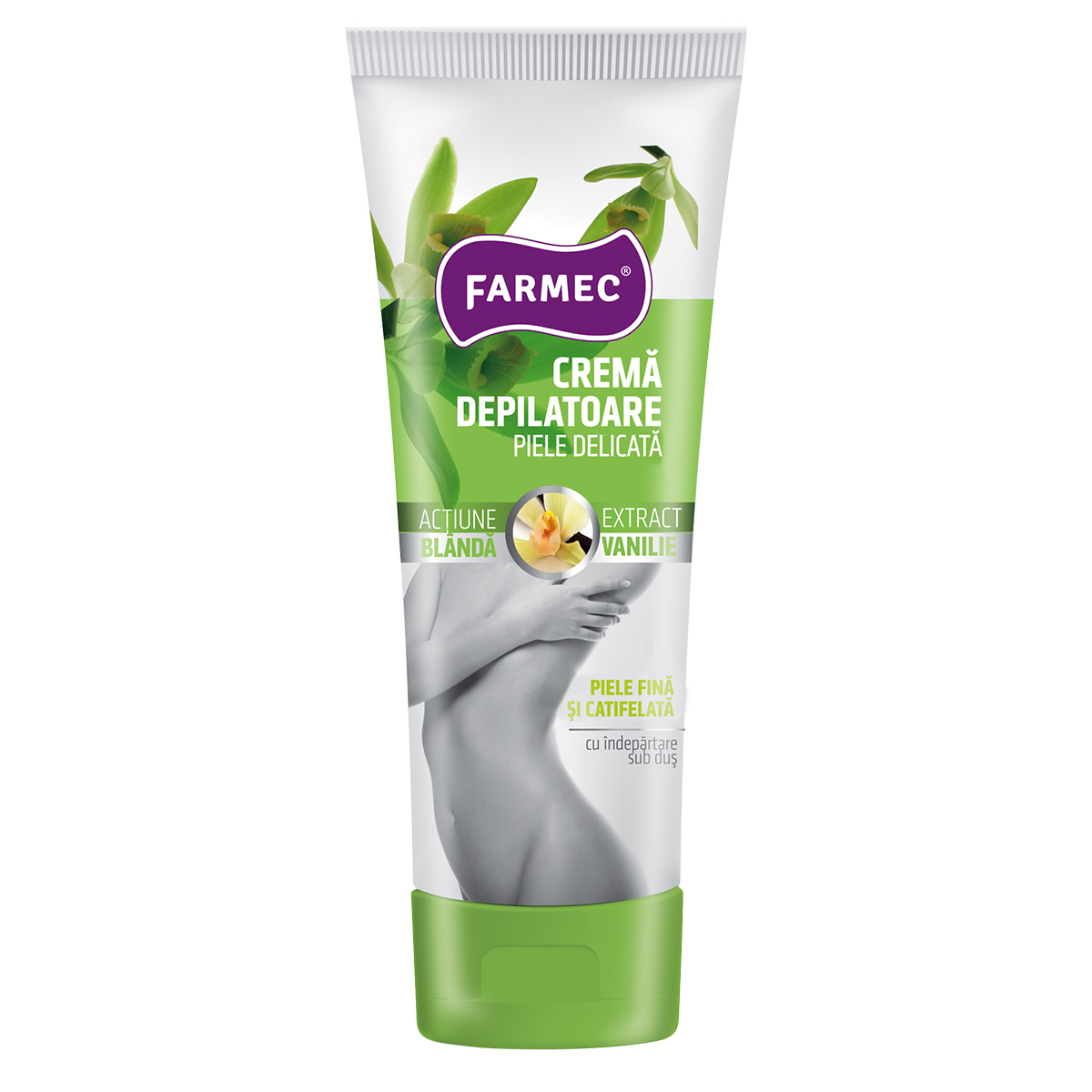 Crema depilatoare cu extract de vanilie pentru piele sensibila, 150 ml, Farmec
