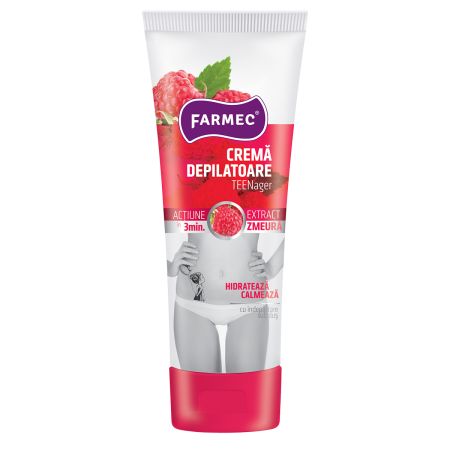 Crema depilatoare cu extract de zmeura Teenager, 150 ml, Farmec