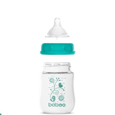 Biberon din sticla anticolici, 0 luni+, 150 ml, Baboo 722580