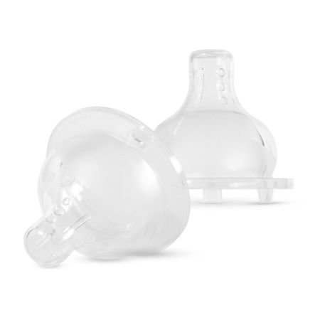 Tetina din silicon anticolici pentru lichide groase, 6 luni+, 2 bucati, Baboo 722629