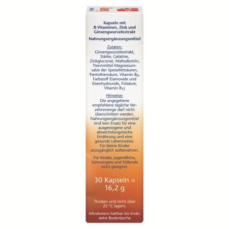 Ginseng + Vitamina B + Zinc, 30 capsule, Doppelherz 722640