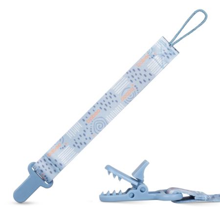 Suport pentru suzeta din material textil, Bleu, 0 luni+, Baboo 722752