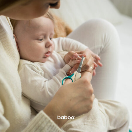 Set ingrijire unghii bebe cu forfecuta si unghiera, Verde, 0 luni+, Baboo 722780