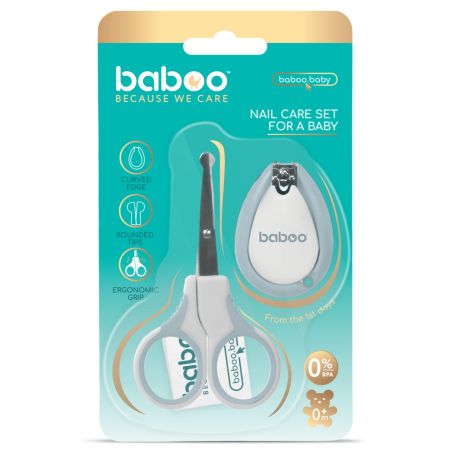Set ingrijire unghii bebe cu forfecuta si unghiera, 0 luni+, Albastru, Baboo