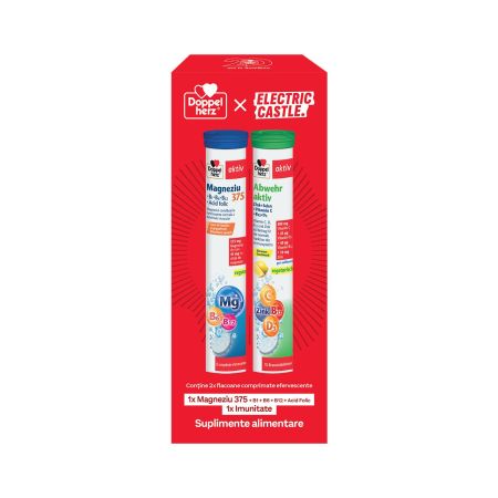 Pachet Magneziu 375 + B1 + B6 + B12 15 comprimate efervescente + Imunitate 15 comprimate efervescente, Doppelherz