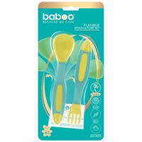 Set lingurita si furculita flexibile, Galben/Verde, 6 luni+, Baboo