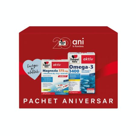 Pachet Magneziu 375 mg + Omega-3 1400 mg, 20 plicuri + 30 comprimate, Doppelherz