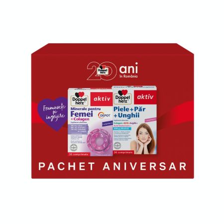 Pachet Minerale pentru femei 30 comprimate + Suplimente pentru par, piele si unghii 30 comprimate, Doppelherz