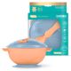 Bol cu ventuza, capac si lingurita, Portocaliu, 6 luni+, Baboo 723074