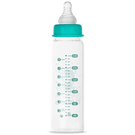 Biberon din sticla anticolici, Gat Stramt, 3 luni+, 240 ml, Baboo 723081