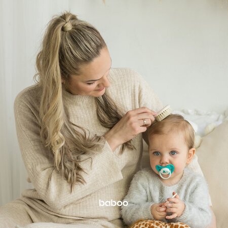 Set perie si pieptene bebe, Alb, 0 luni+, Baboo 723138