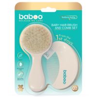 Set perie si pieptene bebe, Alb, 0 luni+, Baboo