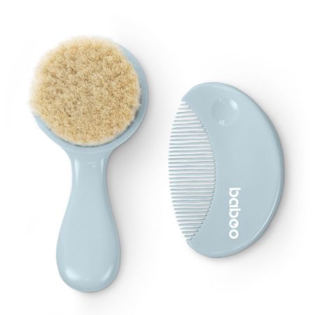 Set perie si pieptene bebe, Albastru, 0 luni+, Baboo 723148