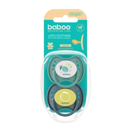 Suzeta ortodontica din latex Calmy, Verde, 6 luni+, 2 bucati, Baboo 723191