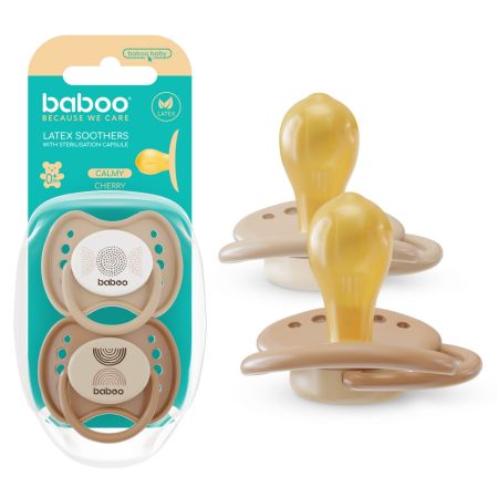 Suzeta rotunda din latex Calmy, 0 luni+, Maro, 2 bucati, Baboo