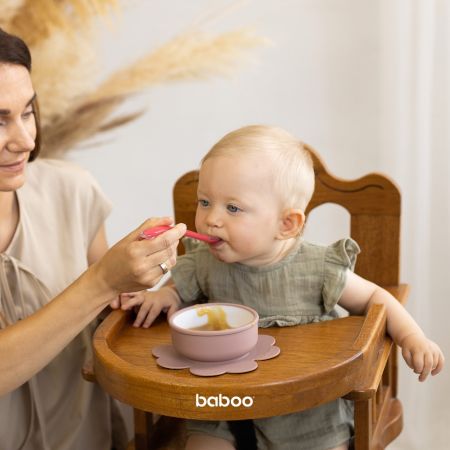 Bol din silicon cu ventuza, Roz, 6 luni+, Baboo 723205