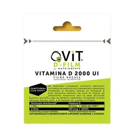 Filme bucale cu vitamina D 2000UI D-film, 30 bucati, Qvit