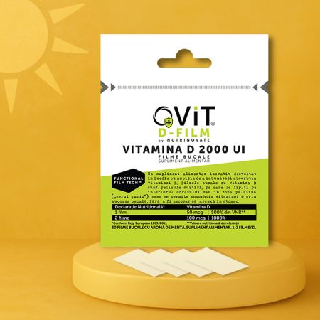 Filme bucale cu vitamina D 2000UI D-film, 30 bucati, Qvit 723274