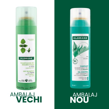 Sampon uscat pentru par gras cu Urzica si vitamina E, 150 ml, Klorane 723976