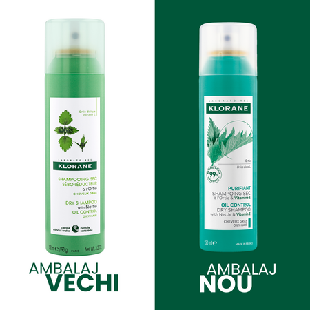 Sampon uscat pentru par gras cu Urzica si vitamina E, 150 ml, Klorane 723976