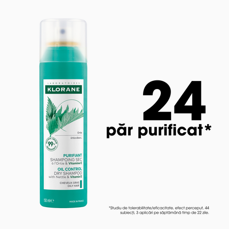 Sampon uscat pentru par gras cu Urzica si vitamina E, 150 ml, Klorane 723979
