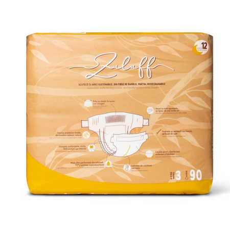 Scutece din bambus, Marimea 3, 6-11 kg, Mega Pack, 90 bucati, Zuluff 723302