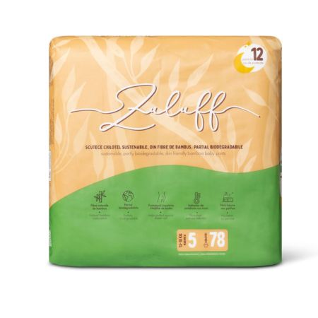 Scutece chilotei din bambus, Marimea 5, 13-18 kg, Mega Pack, 78 bucati, Zuluff