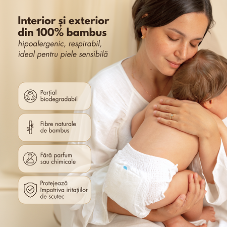 Scutece chilotei din bambus, Marimea 4, 10-15kg, 84 bucati, Zuluff 723317