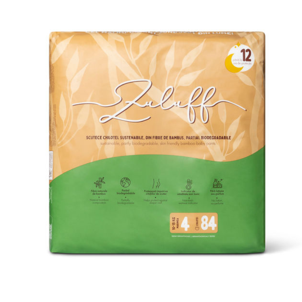 Scutece chilotei din bambus, Marimea 4, 10-15kg, 84 bucati, Zuluff