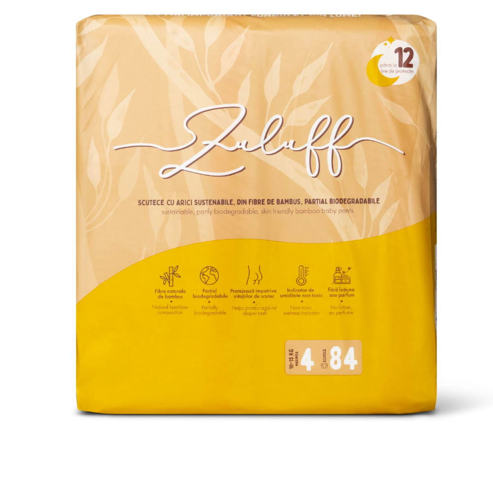 Scutece din bambus, Marimea 4, 10-15 kg, 84 bucati, Zuluff