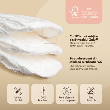 Scutece chilotei din bambus sustenabile, Marimea 6, 15-20kg, 24 bucati, Zuluff 723335