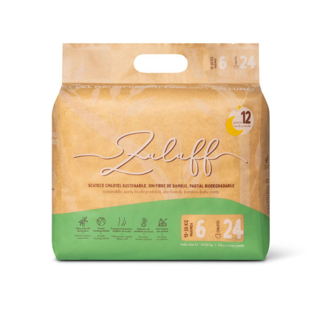 Scutece chilotei din bambus sustenabile, Marimea 6, 15-20kg, 24 bucati, Zuluff