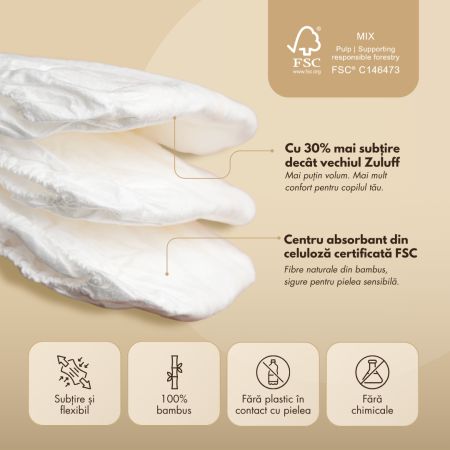 Scutece din bambus sustenabile, Marimea 2, 4-8 kg, 32 bucati, Zuluff 723342