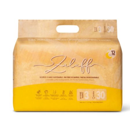 Scutece din bambus sustenabile, Marimea 3, 6-11 kg, 30 bucati, Zuluff