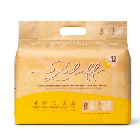 Scutece din bambus sustenabile, Marimea 4, 10-15 kg, 28 bucati, Zuluff