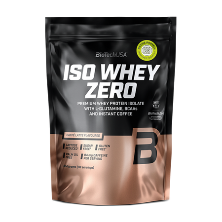 Izolat proteic premium din zer Iso Whey Zero, Caffe Latte, 454 g, BioTechUSA