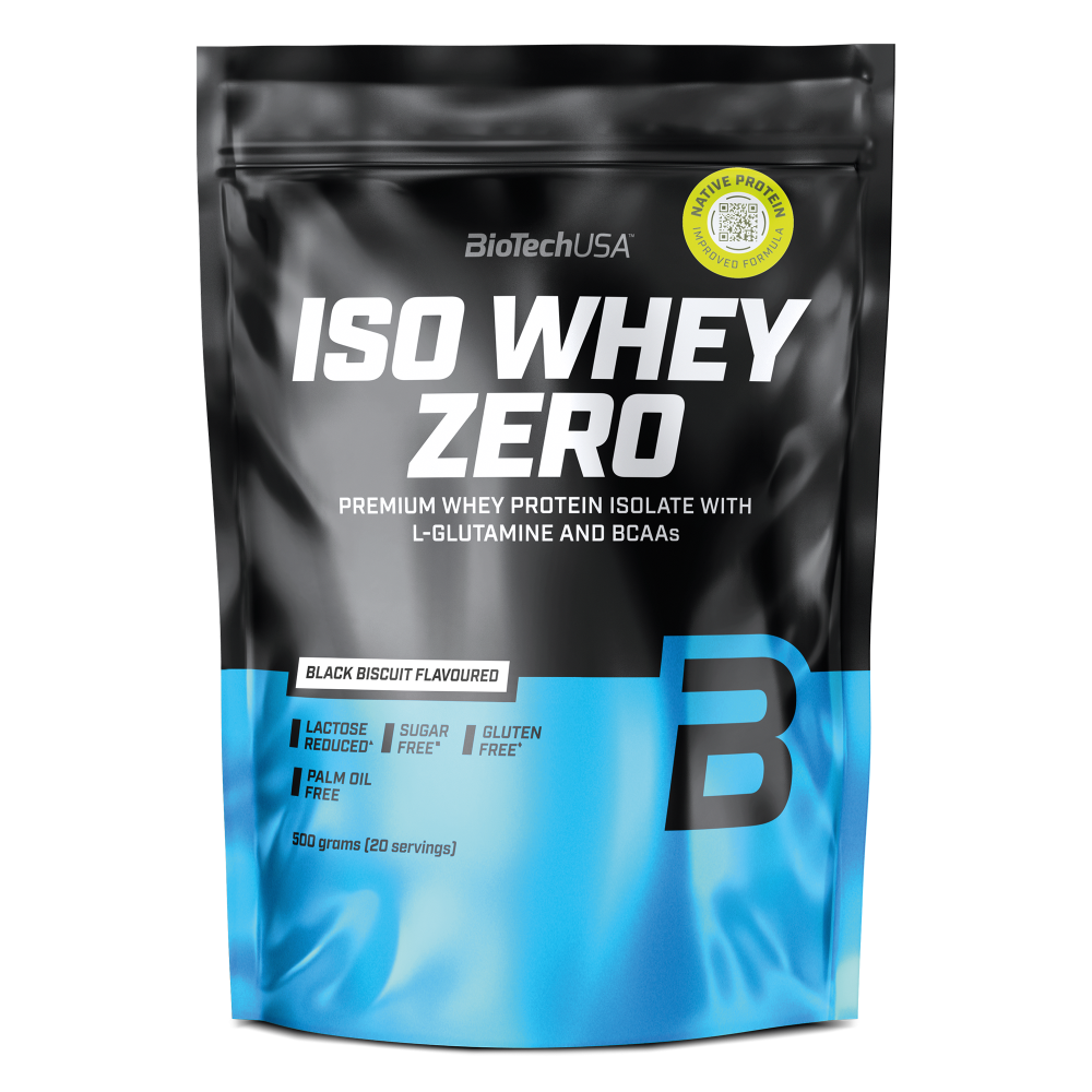 Izolat proteic premium din zer Iso Whey Zero, Black Biscuit, 454 g, BioTechUSA