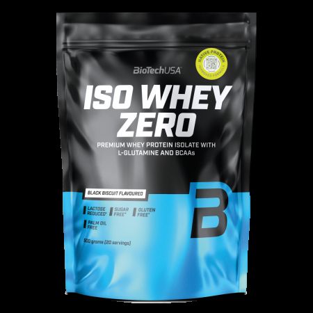 Izolat proteic premium din zer Iso Whey Zero, Black Biscuit, 454 g, BioTechUSA