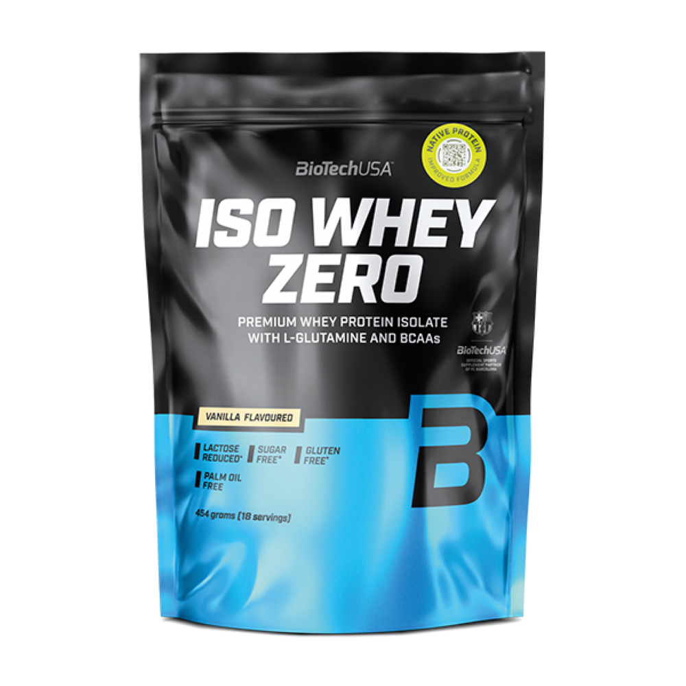 Izolat proteic premium din zer Iso Whey Zero, Vanilla, 454 g, BioTechUSA